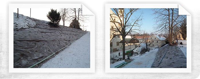 Zimní práce na protierozní ochraně svahů zámeckého parku v Pardubicích