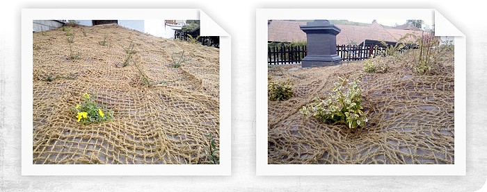 Protierozní ochrana svahu kokosovou protierozní rohoží v Moravském krasu